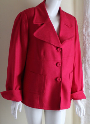 Escada 46 14 16 Neiman Marcus SILK CASHMERE Pink Basketweave Blazer Jacket L XL