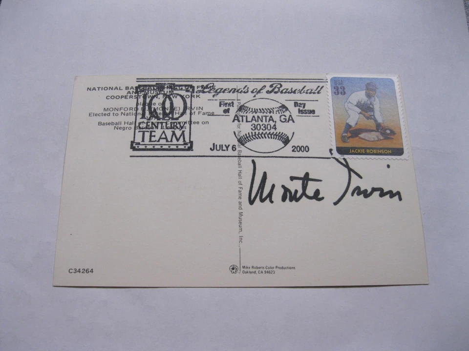 Postal autografiada de Monte Irvin HOF certificada por subasta JSA  Foto 2 de 2