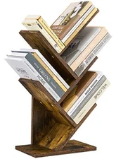 4 Tier Tree Bookshelf 4 Shelf Bookcase Modern Book Storage Free Standing Tree...