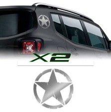 2 Adesivi Stella Militare Jeep Renegade fuoristrada ARGENTO SILVER METAL