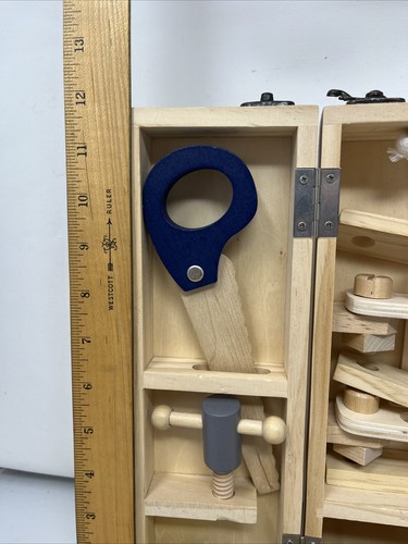 Pottery barn kids toolbox wooden set in case Retired Rare Discontinued(2016) - Picture 2 of 13