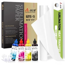 Bundle Kit- A-SUB Sublimation Paper + Sublimation HTV Vinyl + Sublimation Ink