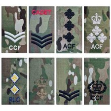 Rank Slides MTP Camo Army Regiment CCF ACF Cadet RLC Cotton Embroidered