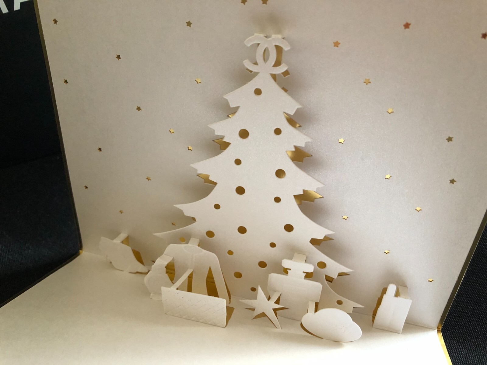 Chanel Christmas Card & Envelope Pop Up Tree & Chanel Symbols LIMITED EDITION