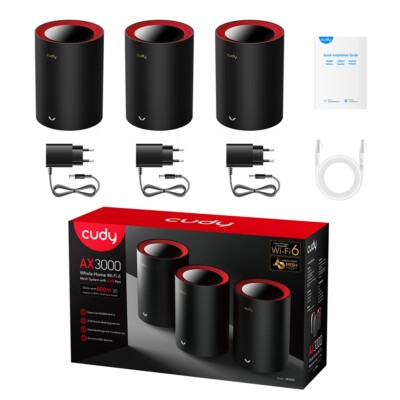 Cudy M3000 3-Pack Mesh Wi-Fi Systems, Dual-band (2.4 GHz / 5 GHz) Wi-Fi 6