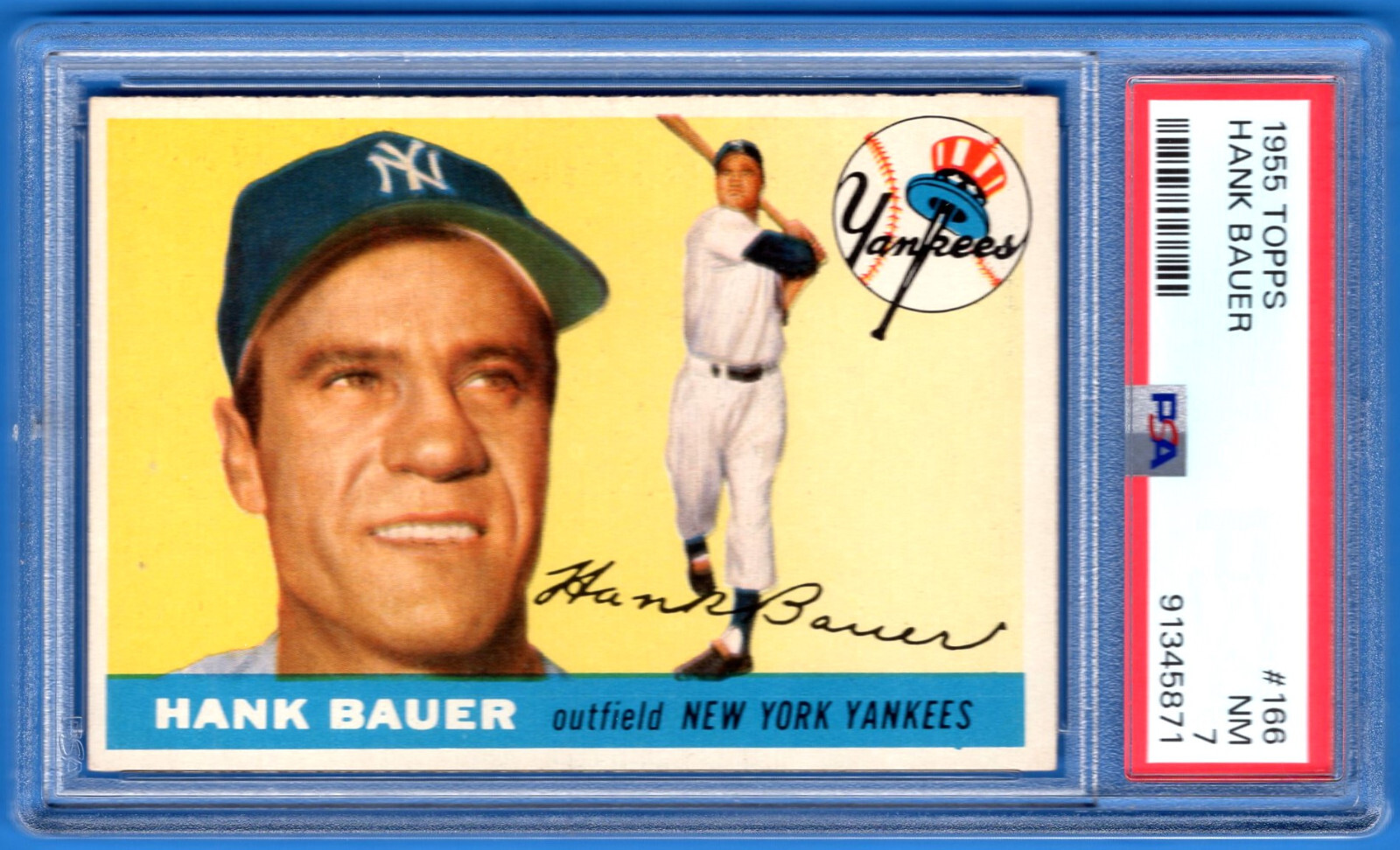 1955 TOPPS #166 Hank Bauer PSA 7 NM