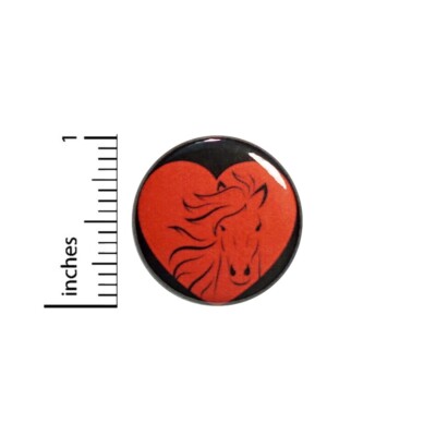 Vintage 80s 90s Style Pin Button Horse Love Horses Pretty Horse Heart 1  73-13