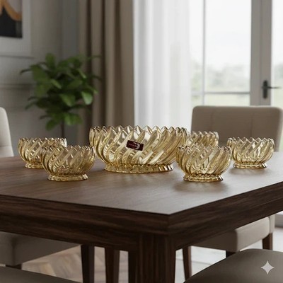 7 Stück Premium glänzend goldfarben Dessertschalen Obst Salat Cocktail Trifle