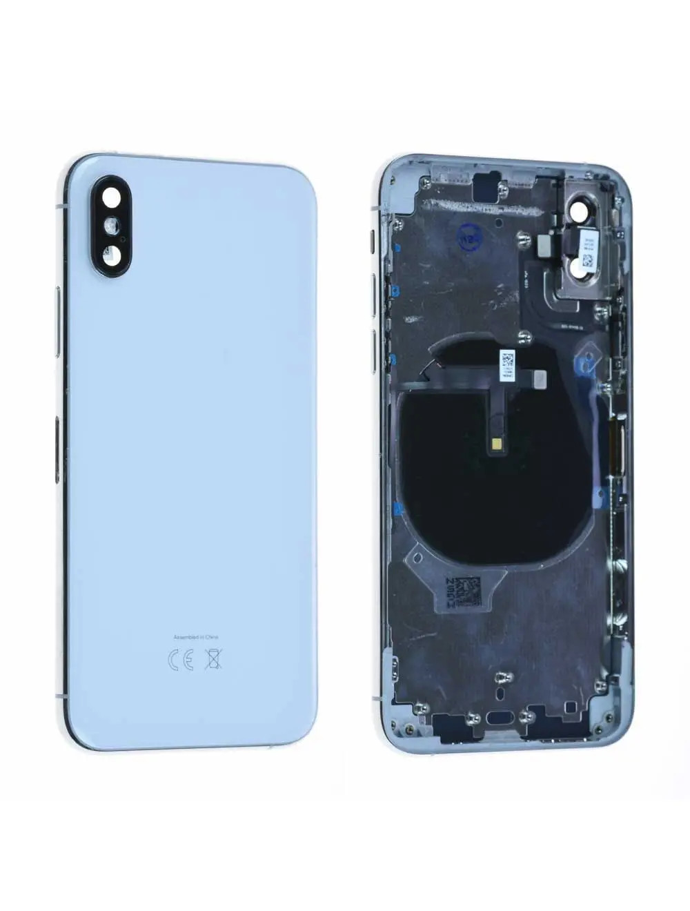 Châssis avec vitre arrière iPhone XS Blanc en acier inoxydable et verre