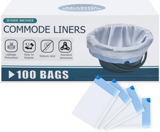 Commode Liners, 100 Bedside Commode Liners Disposable, Leak Proof Commode Bags f
