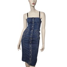 Vintage Y2k D&G Denim Corset Midi Dress Soze 8uk S Archive
