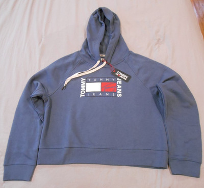 Tommy Hilfiger Jeans Large Blue Hoodie Flag Logo Pullover