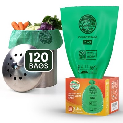 RAYTID Compostable trash Bags 2.6 Gallon 120 Count (Pack of 1), 2.6G-120count