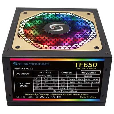 650W ATX RGB Power Supply 80 Plus Bronze, Full Modular Cable, 4+4 Pin x2 CPU