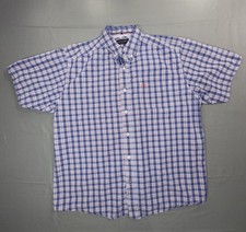 Ariat Pro Series Shirt Mens XL Blue Plaid Short Sleeve Vented Western Button Up