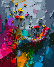 Paint by Numbers for Adults Beginner, Abstract Palm Flower Paint by Number Kits