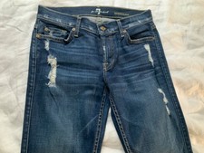 NWOT Seven For All Mankind Roxanne Skinny Jeans Mid Rise Destroyed Size 27