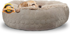 Orthopedic Dog Bed X Large Round 30x24x16 Taupe Cooling Warming Pet