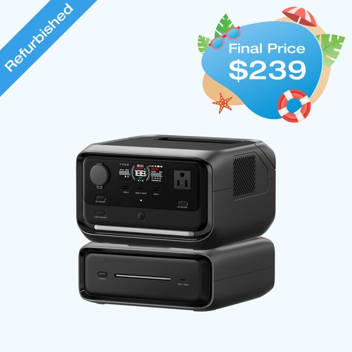 EcoFlow 572Wh River 3 Plus Portable Power Station with EB300 Extra Battery