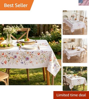 Elegant Floral Waterproof Tablecloth - 102 x 60 Inch for Spring Celebrations