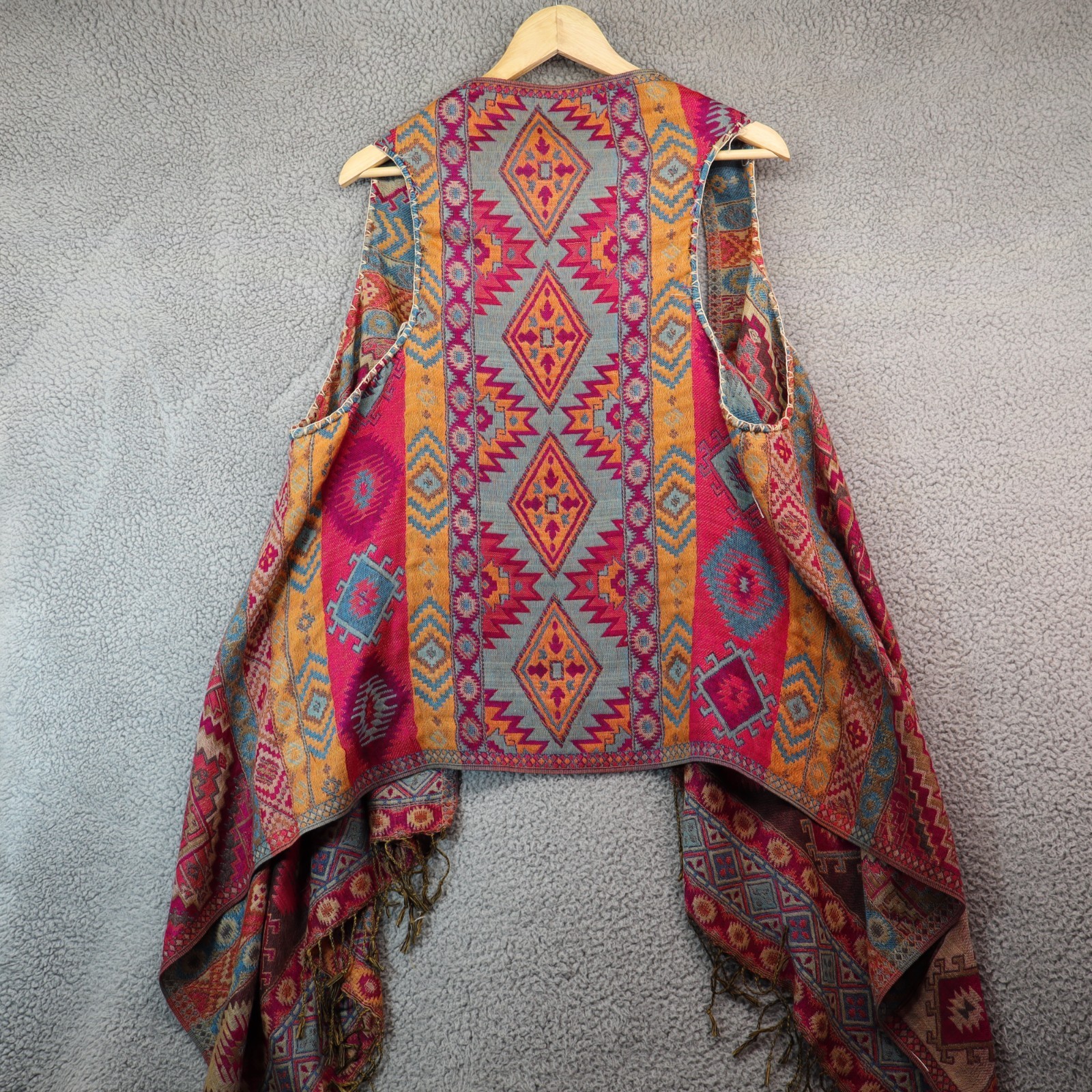 Vest Art to Wear Vest Open Front Cardigan Vest Draped Boho Fringe-image