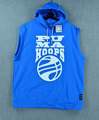 Puma Hoodie Men's XL Blue Hoops Posterize 2.0 Sweatshirt Graphic Pullover NWT