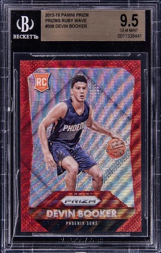 2015-16 Panini Prizm Devin Booker /350 Ruby Wave RC #308 Rookie BGS 9.5 Gem Mint