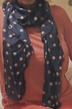 Navy Tan Polkadot Scarf