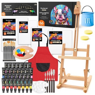 Acrylfarben Set 66 Stück 30 Farben 12ml Tuben - komplettes Kunstset für Kinder