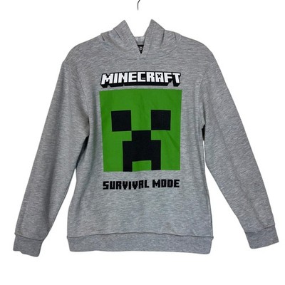 Minecraft Sweatshirt Boys XL Gray Creeper TNT Survival Mode Hoodie ...