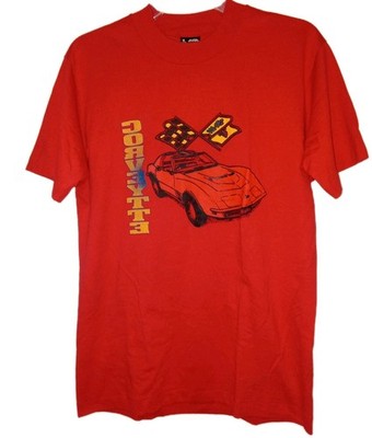 Corvette Cars Men T-shirt Sz M Fruit of the Loom Best Single Stitch USA Vintage 
