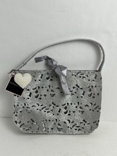 Victoria's Secret Pearl Heart Black Velvet Cutout Pattern bag purse NWT