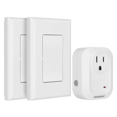 Wireless Wall Switch Remote Control Outlet, No Wiring, 100ft RF Range, Pre-Pr...