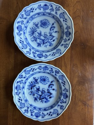 2 MEISSEN BLUE ONION 6 1/2 in SIDE/SALAD BOWLS ERNST TEICHERT 19TH CENTURY
