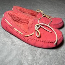 UGG Shoes Womens Size 7 Dakota Pink Suede Shearling Lined Moccasin Slippers