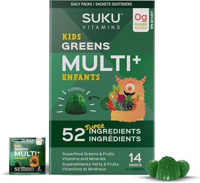 Suku Vitamins Kids Greens Multi+ with 52 Super Ingredients - 28 Gummies