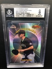 1998 BOWMAN'S BEST PERFORMERS REFRACTOR MISSING SERIAL #4 TODD HELTON BGS 8 NMMT
