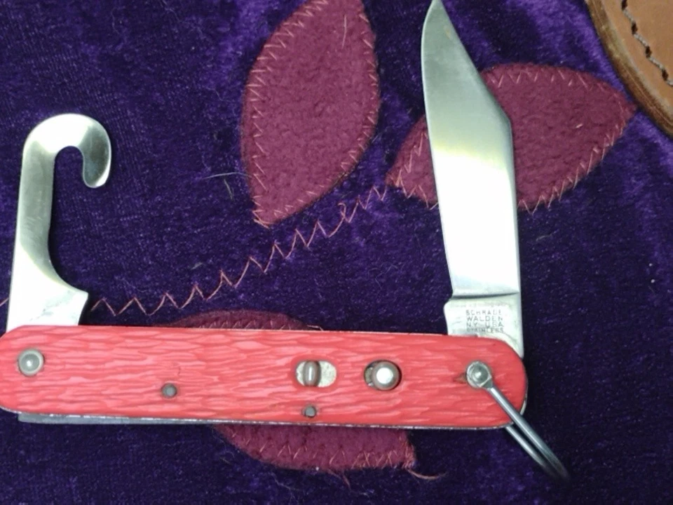  Faca dobrável militar dos EUA Schrade Walden NY laranja - Imagem 2 de 4