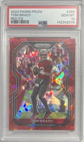 TOM BRADY 2020 Panini Prizm #255 Red Ice PSA 10 GEM MINT Bucs Patriots GOAT