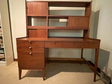 Drexel Modular Desk and Bookshelf, Matching Chair and Bench