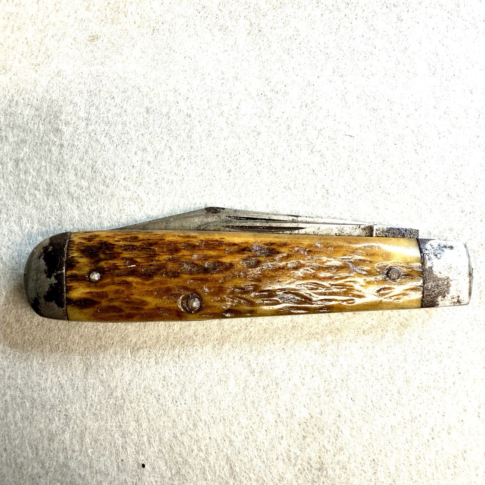 VTG Toasted Jigged Handle Jack Knife Slip joint Pocket Knife USA Two Blade Rare
