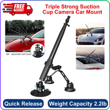 Triple Strong Suction Cup Camera Car Mount For Insta360 With 2in1 Extension Pole