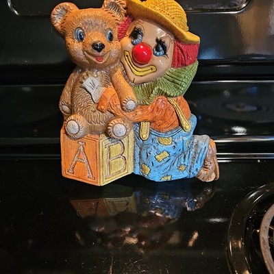 Frankies Designs Clown And Bear Wall Plaque Hanging Foam Decor 7'' 1985 Vintage