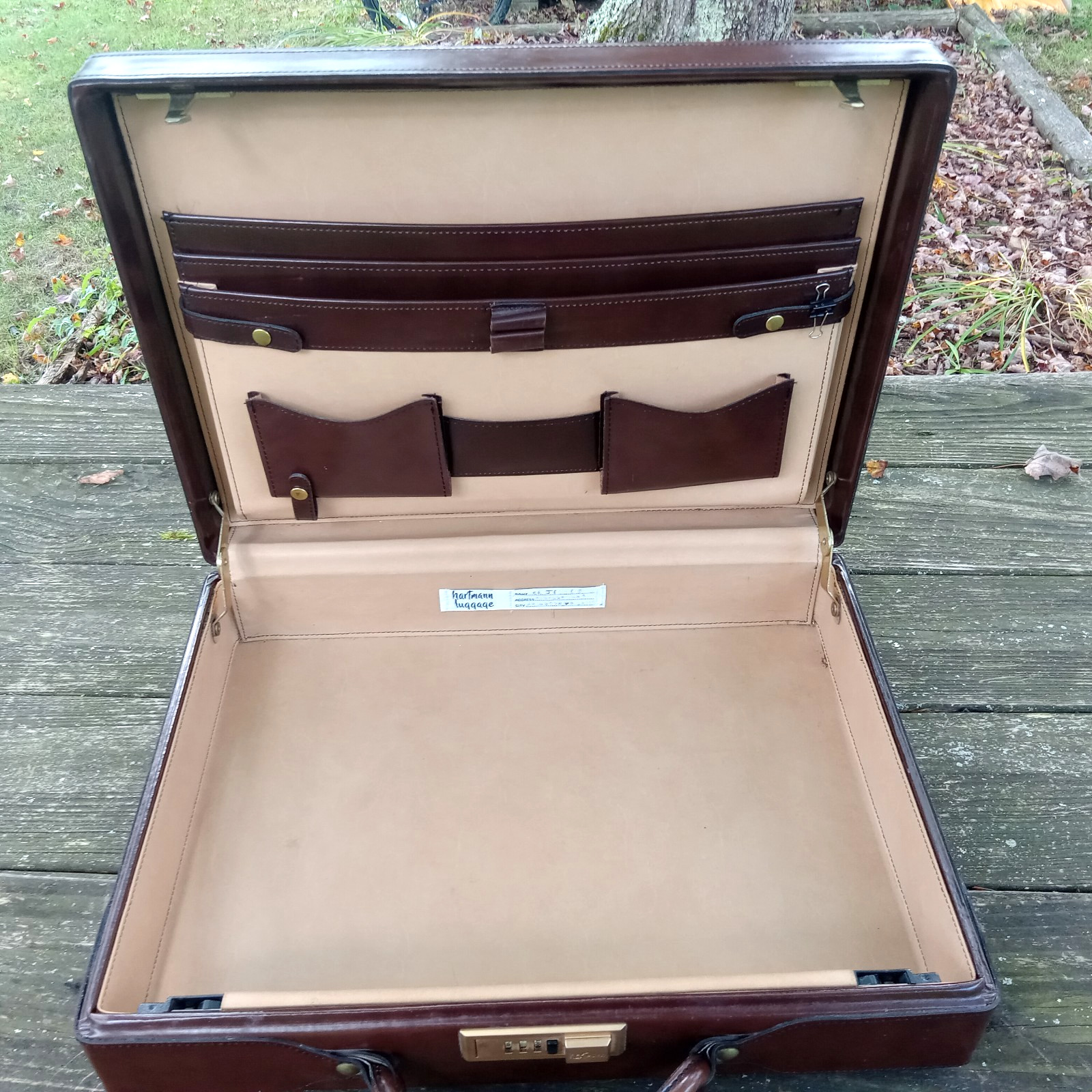Vintage HARTMANN Brown Belting Leather 4.25" Hard Side Combi