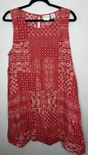Rachel Zoe Shift Dress 100% Linen Red Print Sleeveless Pockets Size 1X