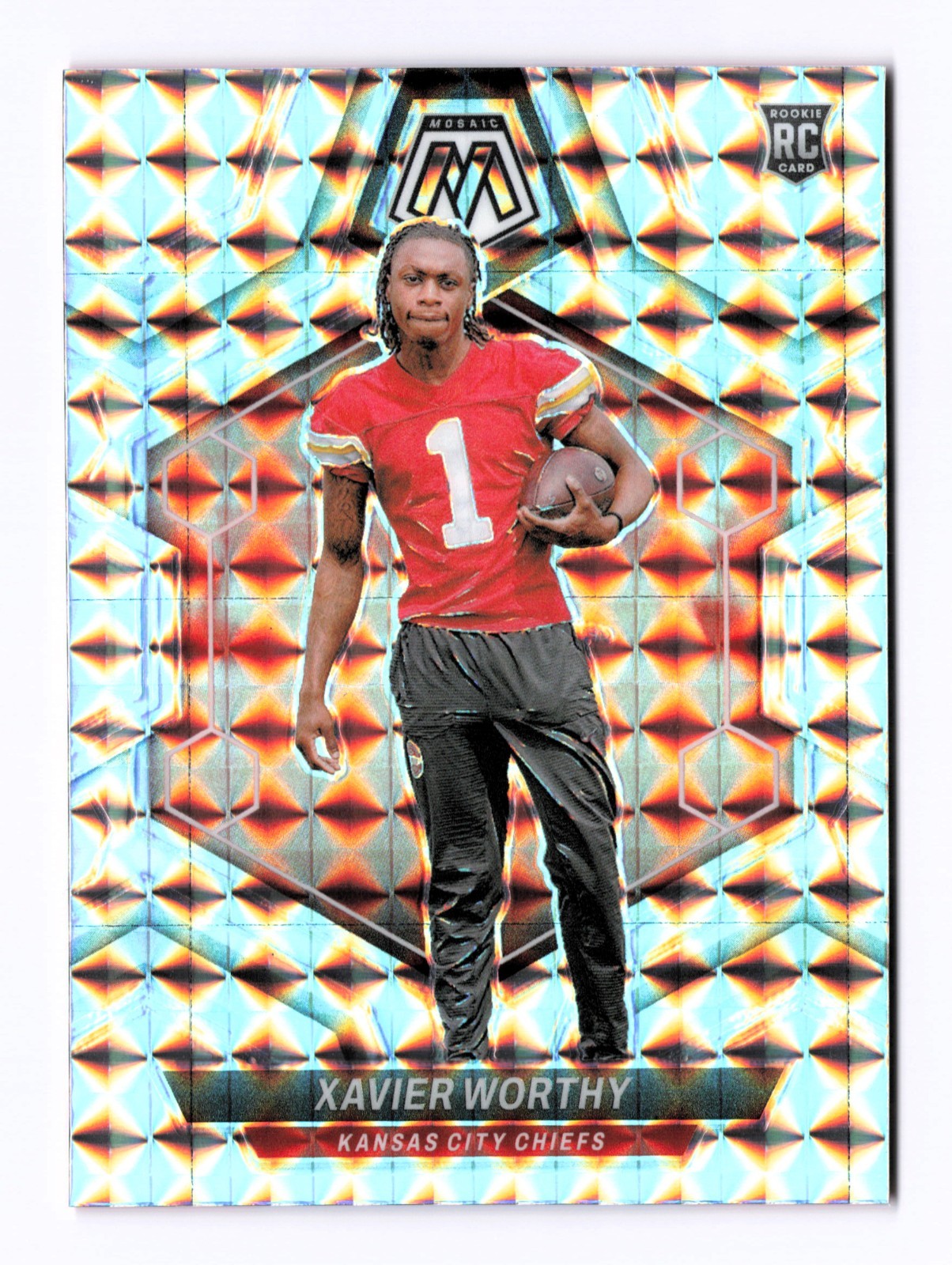 2024 Panini Mosaic #328 Xavier Worthy, Kansas City Chiefs RC Rookie Mosaic Prizm