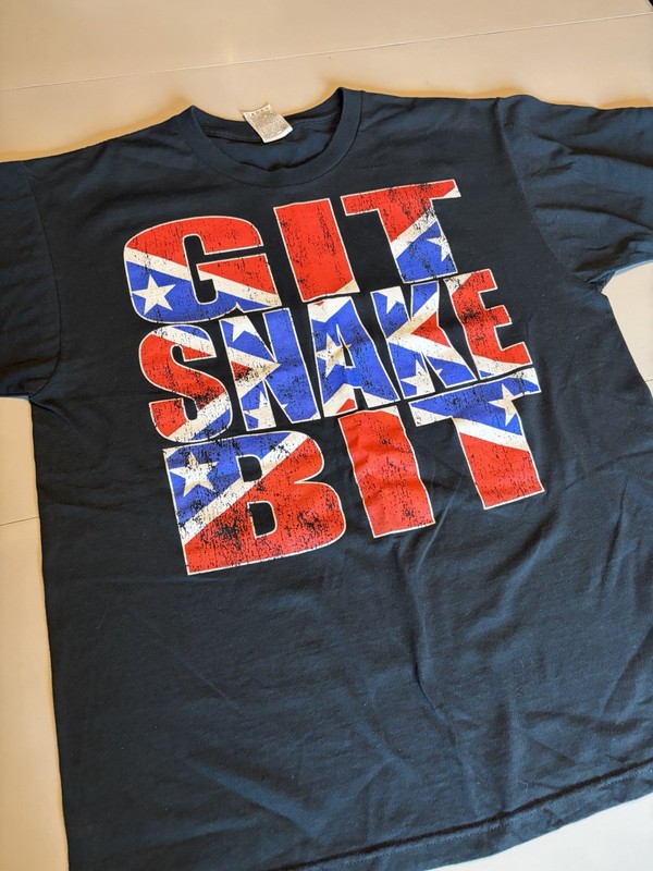 The Showdown Git Snake Bit High Voltage Heavy Metal Band Shirt Stars And Bars