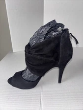 New Nine West NW Fertado 4.5" Heels Black Suede Zip Up Back