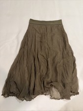 Linq Los Angeles Women’s Medium Skirt – Olive Green Crinkled Chiffon Midi