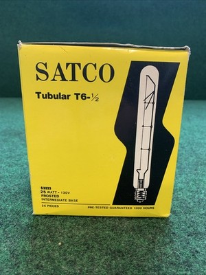 Satco Tubular T6-1/2 Frosted Full Box 25pcs 25w 130v New Fast Free Shipping
